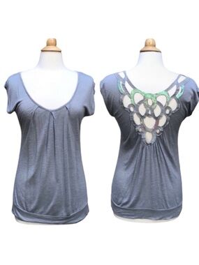 THREADS Open Back Sequin Top Tunic Tee Small